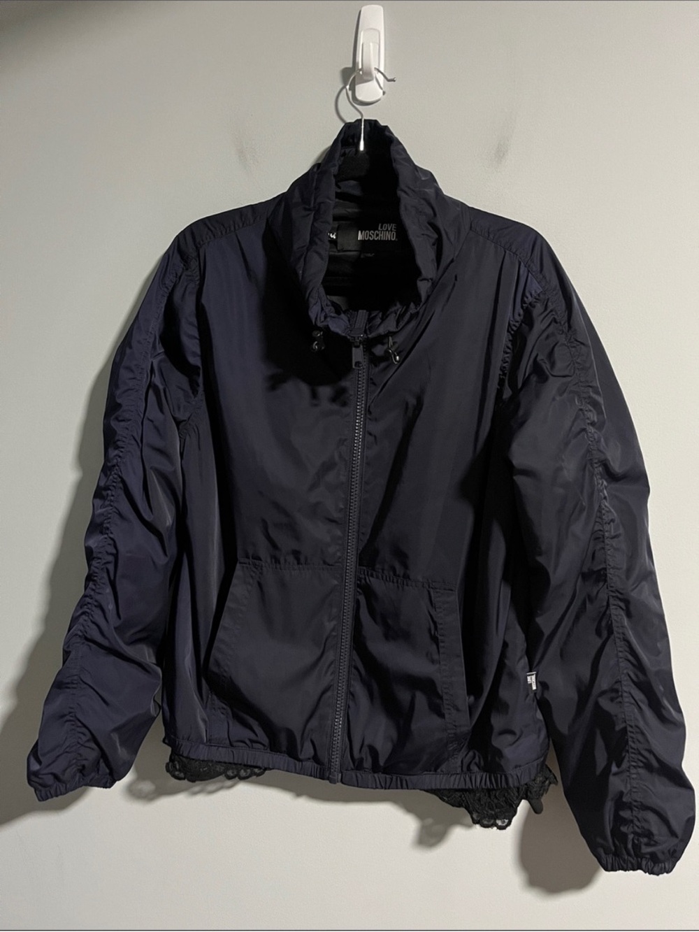 Love Moschino Navy and Black Lace Trim Jacket